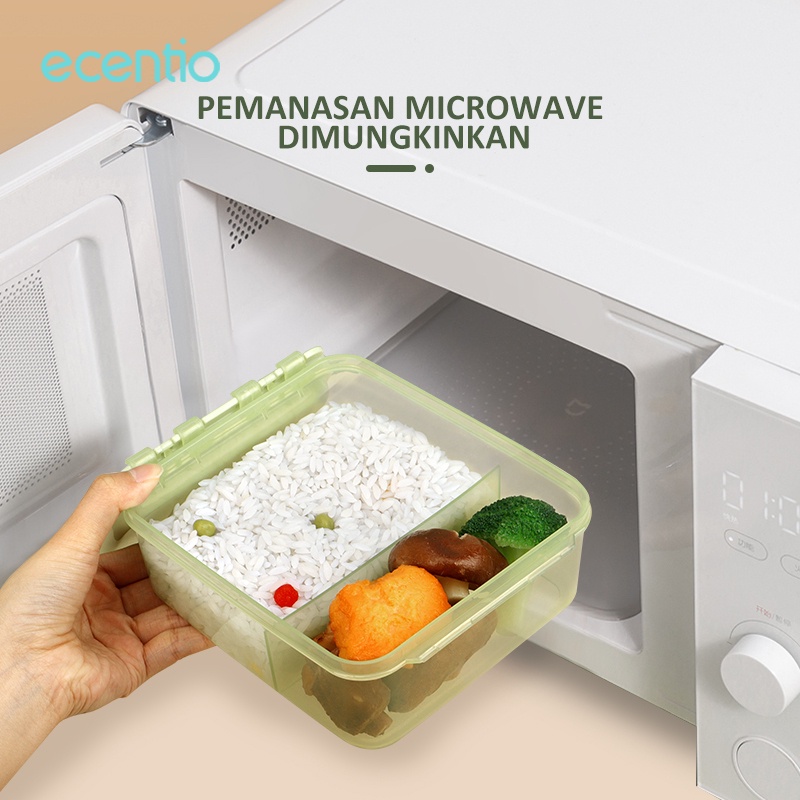 ecentio &amp; FOODI 2 Sekat Grid 1000ml Kotak Makan Set anak Lunch box 500ml botol/Lunch Box Set 2 Grid Kotak Bekal Makan Botol Minum Free Sendok Tempat Makanan anak kecil BPA free