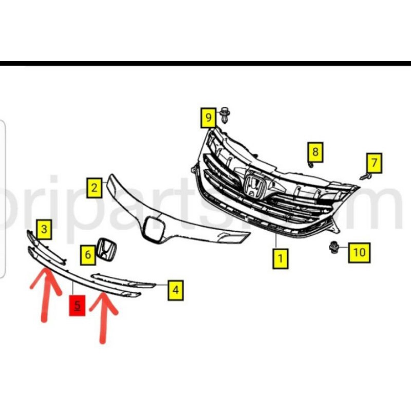 List Chrome Grill Depan Honda Freed 2012 2013 2014 original