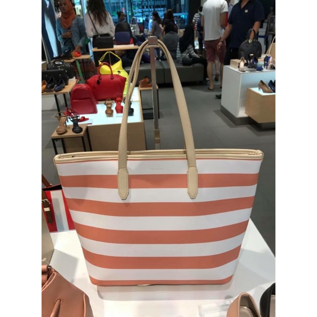 VINCCI Tote bag stripe pink original sale murah