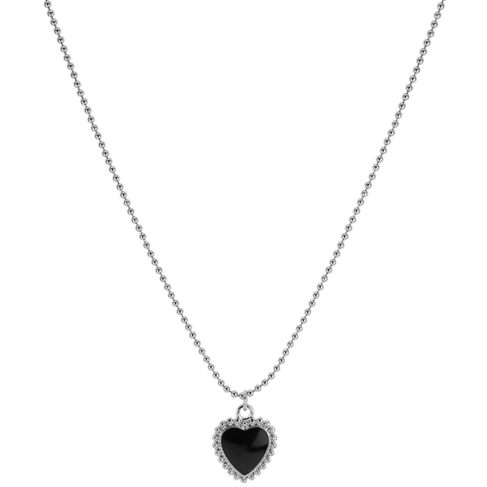 Kalung Liontin Obsidian Love Bahan Alloy Gaya Korea Untuk Wanita