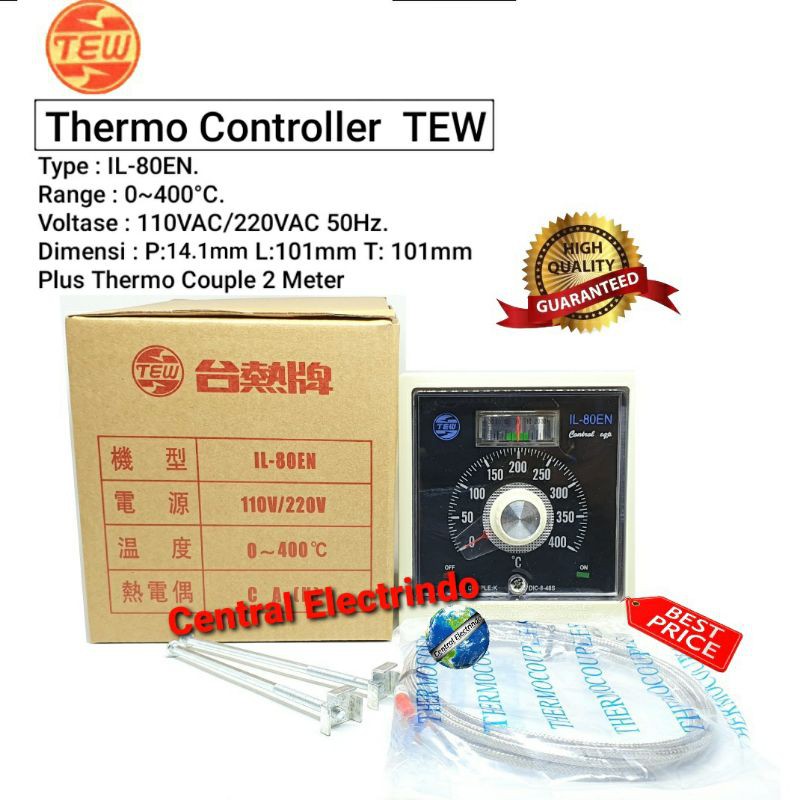 Temperature Controller/Thermo Control TEW IL-80EN 0~400°C + Coupel 2mtr.