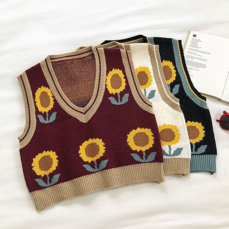 SUNFLOWER KNIT VEST - RETRO VEST