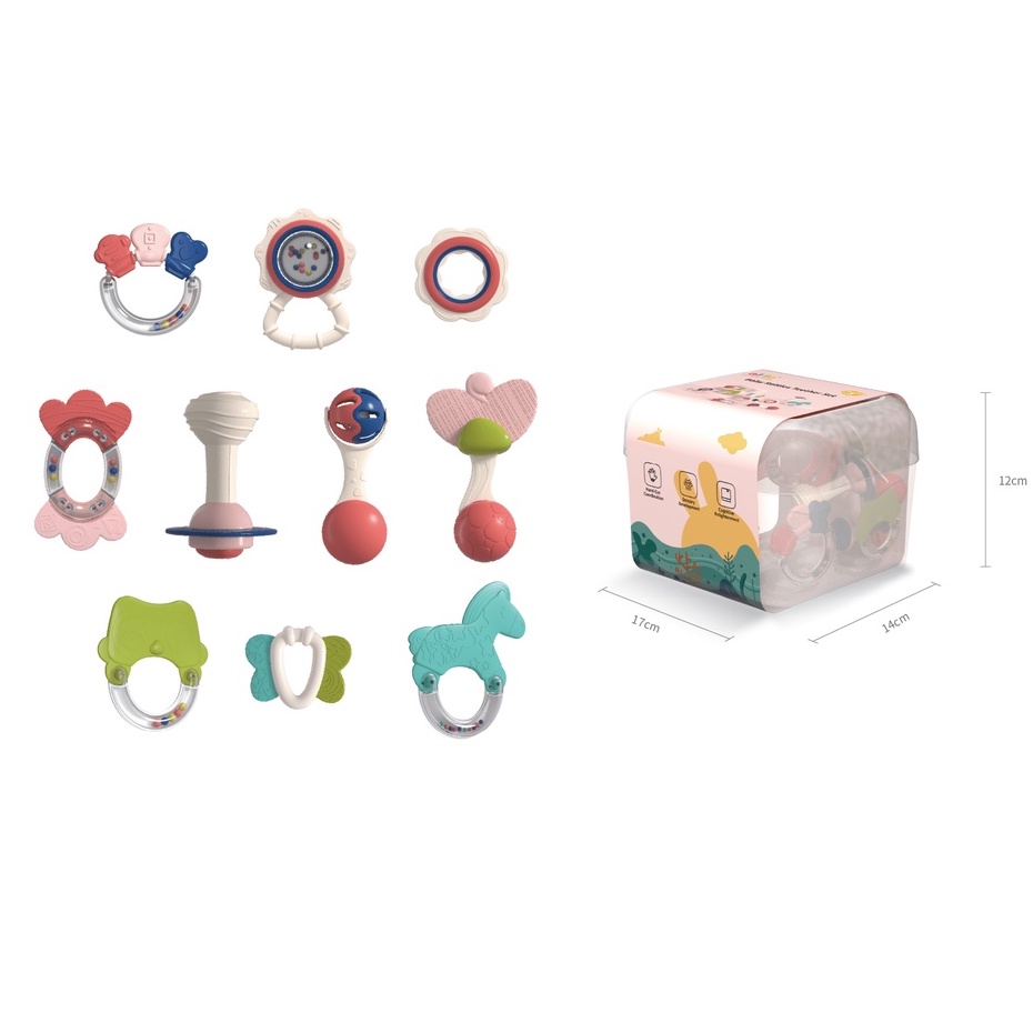 Alilo Baby Rattle Theether SET 10 PCS / Mainan Rattle Bayi / Teether Bayi / Gigitan Bayi / BPA Free / Newborn Gift