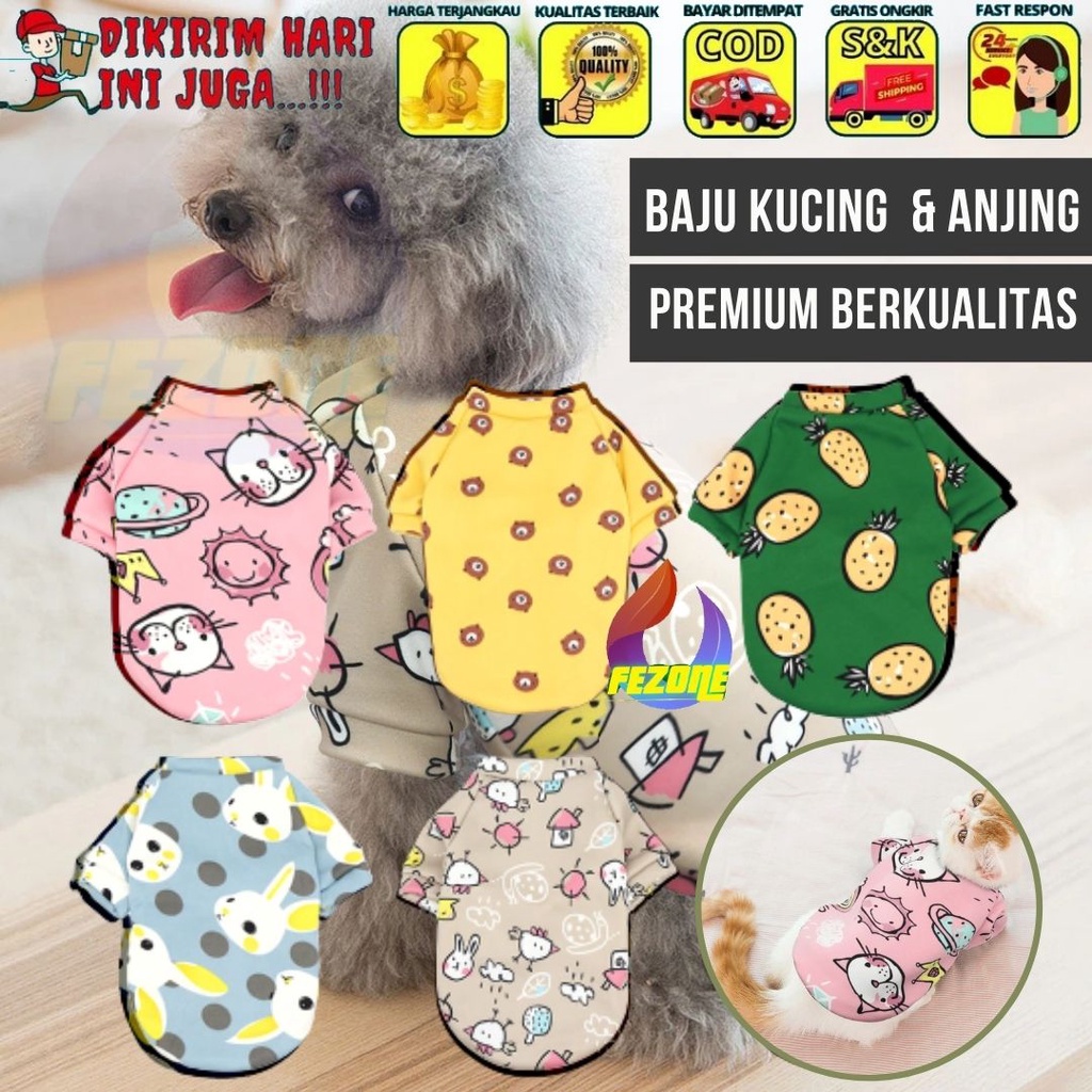 Baju Kucing Anjing Lucu Murah Aksesoris Hewan Baju Premium Berkualitas Kain Lebih Tebal dan Lembut FEZONE