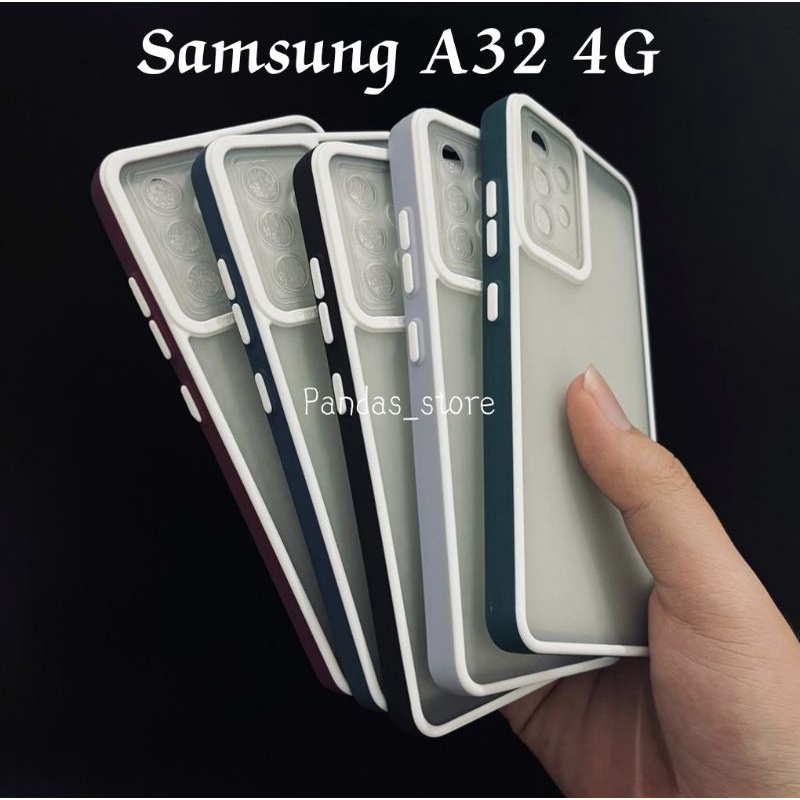 Pro Hybird Samsung A32 4G Softcase Halus dan Elegan / Pinggiran Garis Putih Keren (Pandas)