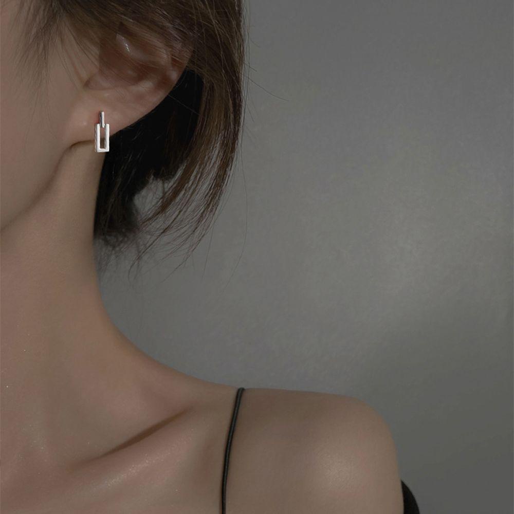 Needway Wanita Stud Earrings Trendy Eleagnt Persegi Panjang Geometris Temperamen Drop Earrings