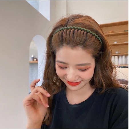 BANDO SIRKAM DOFF GLOSSY - Bandana Zigzag Matte Comb Headband Model Korea