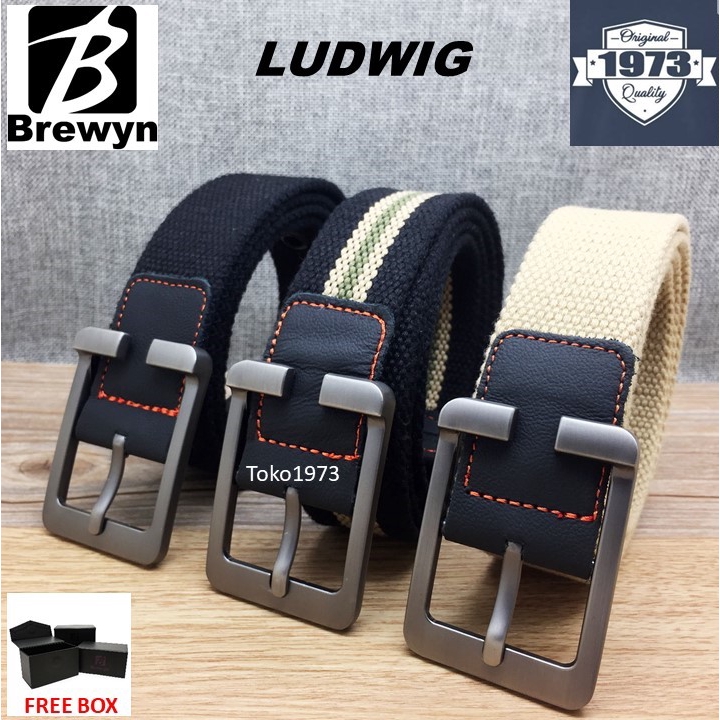 ikat pinggang pria BREWYN LUDWIGcanvas belt sabuk S5X0 ikat pinggang kulit asli EXSLUSIVE ikat pingg