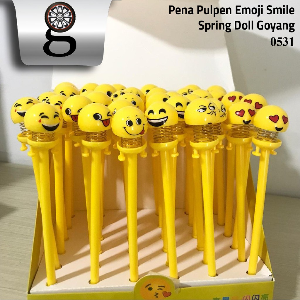 

Pena Pulpen Emoji Smile Spring Doll Goyang - Bahan Plastik