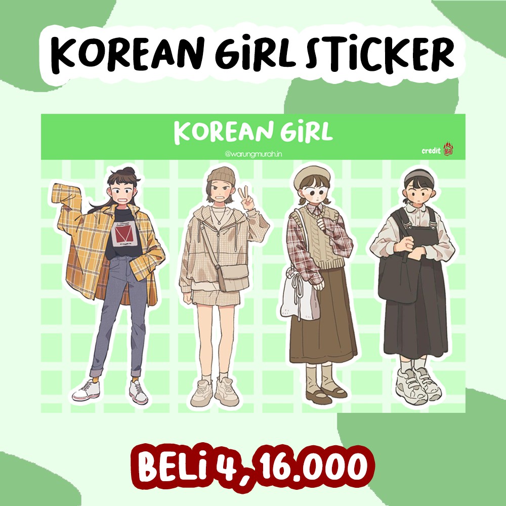 

[BELI 4, 16.000] KOREAN GIRL STICKER AESTHETIC, LUCU, MURAH, BERKUALITAS, ANTI AIR, SUDAH CUTTING