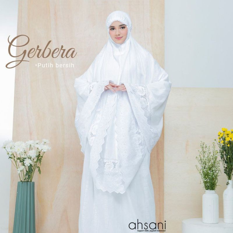MUKENA KATUN PUTIH BERSIH AHSANI RENDA - GERBERA PUTIH