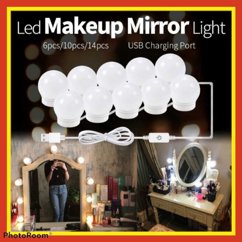 Lampu Meja Rias Lampu Cermin Rias Lampu Hias Kaca USB Mirror Bulb 10LED