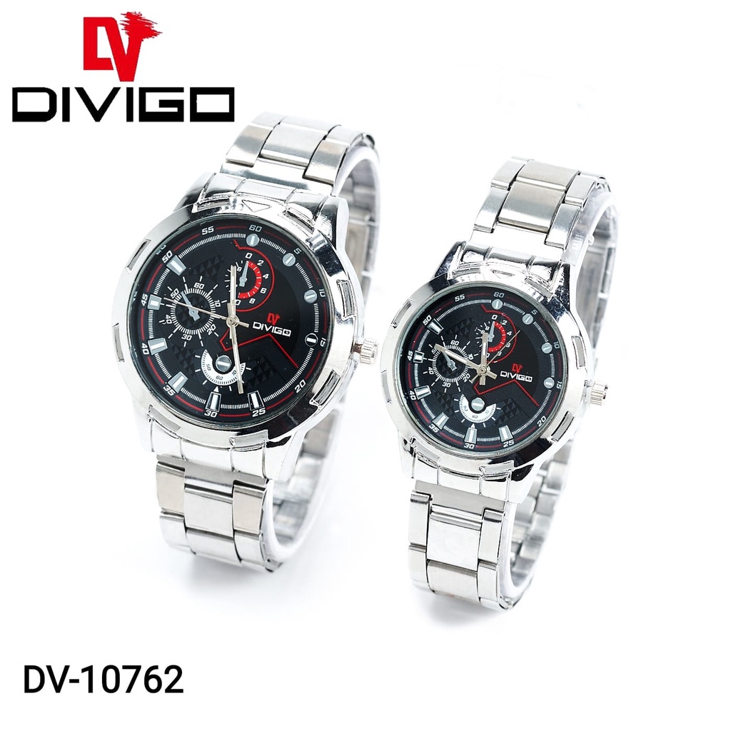 (SS) Jam Tangan Couple Pria Wanita DIVIGO Original Analog Stainlissss Steel DV-10762