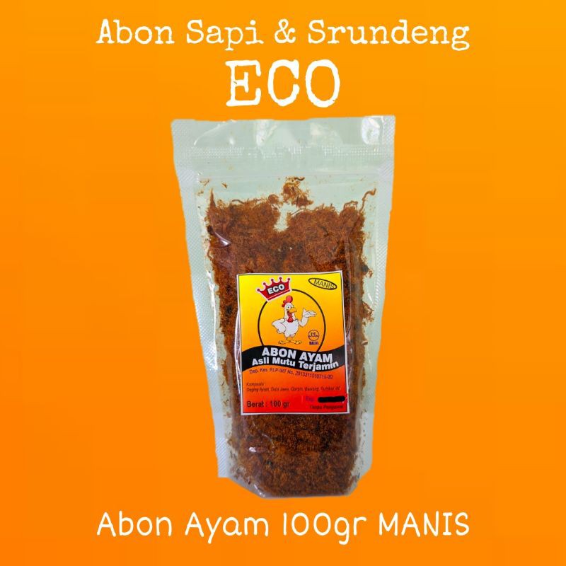 

ABON AYAM ECO 100gr MANIS EXP SEPT 2024