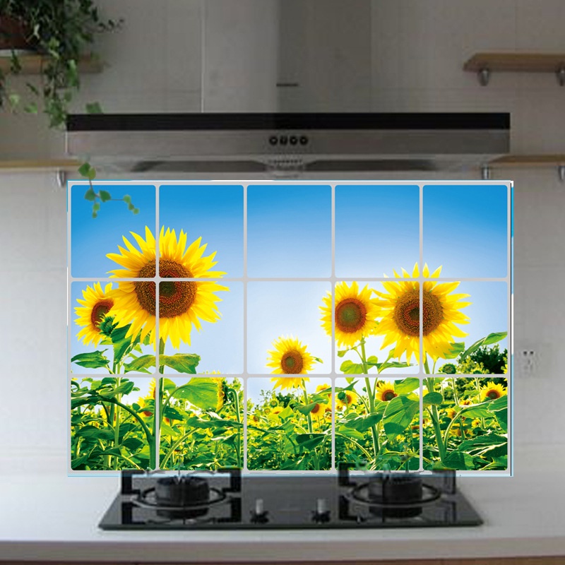 RELIZA Stiker Dapur Matahari Sun Flowers (75x45) Kitchen Waterproof Oilproof Tahan Air Minyak TT-001