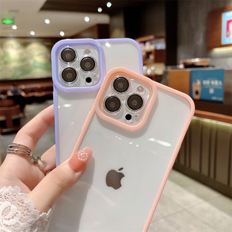 Case Pelindung Kamera shockproof Warna Permen Untuk Iphone 11 12 13 Pro Max Xr X Xs Max Se 2020 7 8 Plus