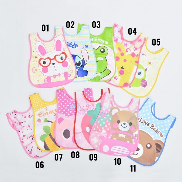 LIN007 - Sleber / Celemek Makan/ Bib Plastik Waterproof no 1-20