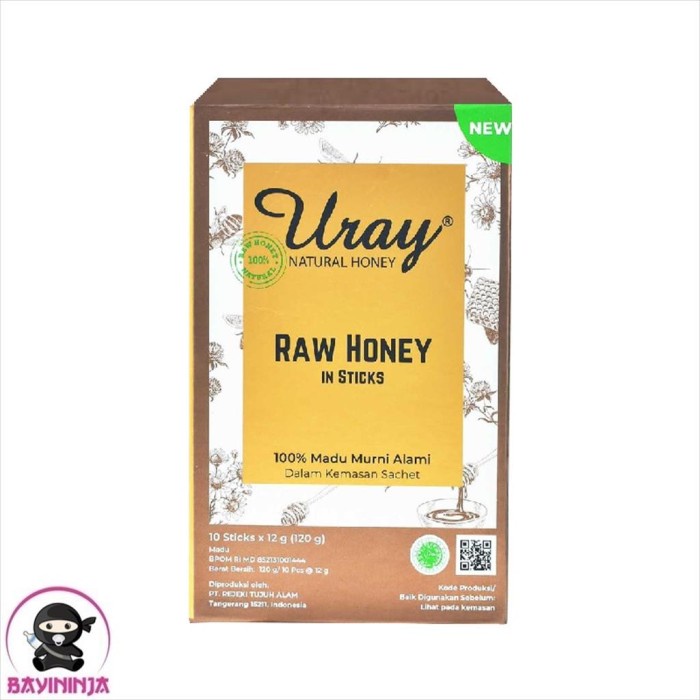 

URAY Raw Honey Madu Murni Sticks Box 10 x 12 g T-Ninjabayi 01