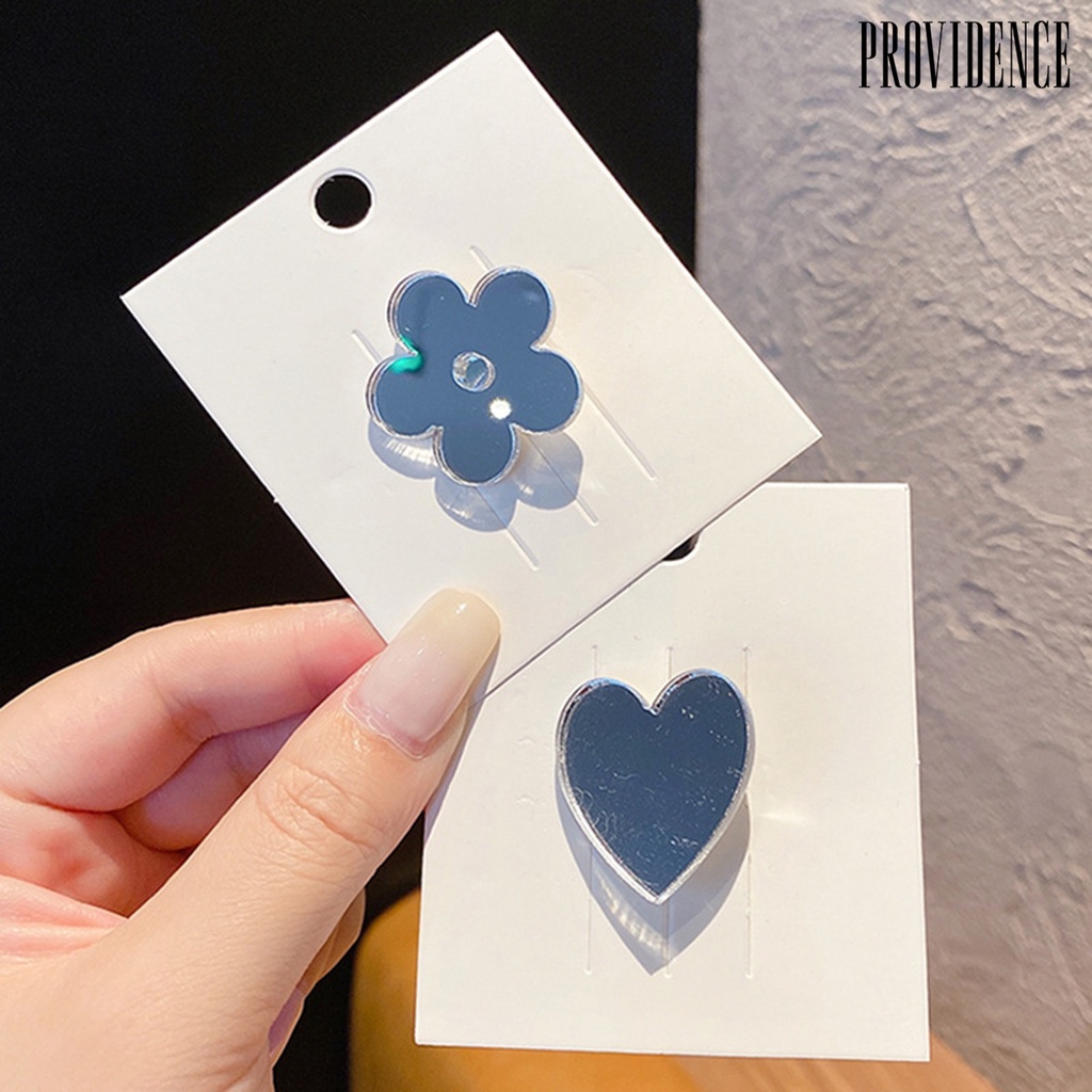 Providence Flower Shape Mirror Hair Clip Acrylic Heart Shape Sweet Girl Hairpin Hair Accessories