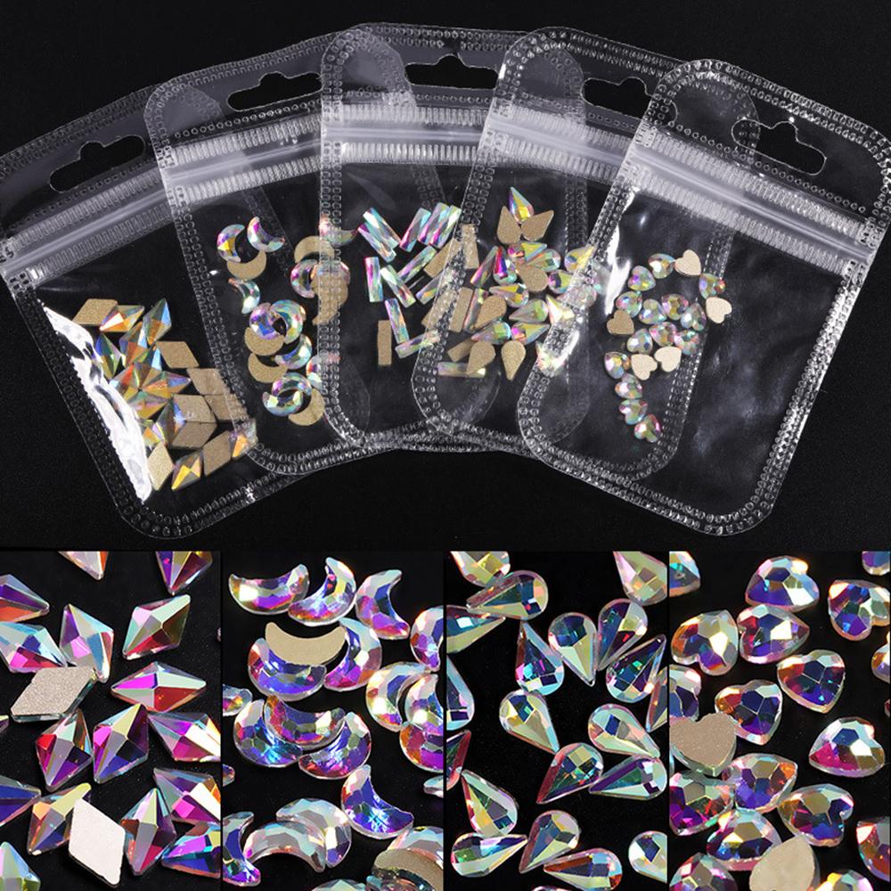 Needway   Nail Art Rhinestones Memanjang Teardrop Fashion Kristal Permata Glitter Manikur Aksesoris Kristal DIY Ornamen