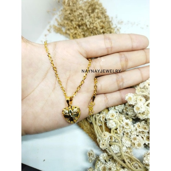 Kalung medan love ukir 45cm (logammesin) warna mirip emas 24k