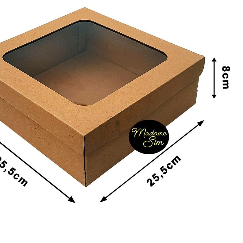 

☆ KOTAK KUE - CAKE BOX - DUS BOLU 25 x 25 x 8 CM - JENDELA (ISI : 10 PCS) ➴