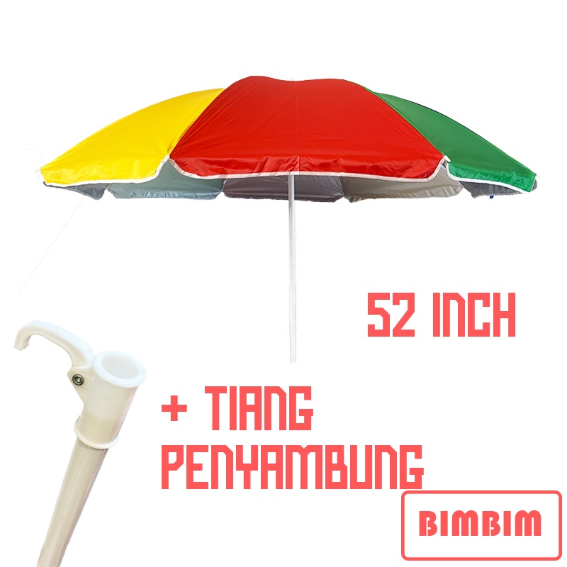 Payung Pantai 52 Inch Pelangi Payung Tenda Cafe Bazaar 240 cm Anti UV Dalam Silver