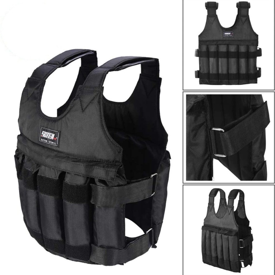 Rompi Pemberat Latihan Lari Weighted Vest Beban 20kg - 907 - Black