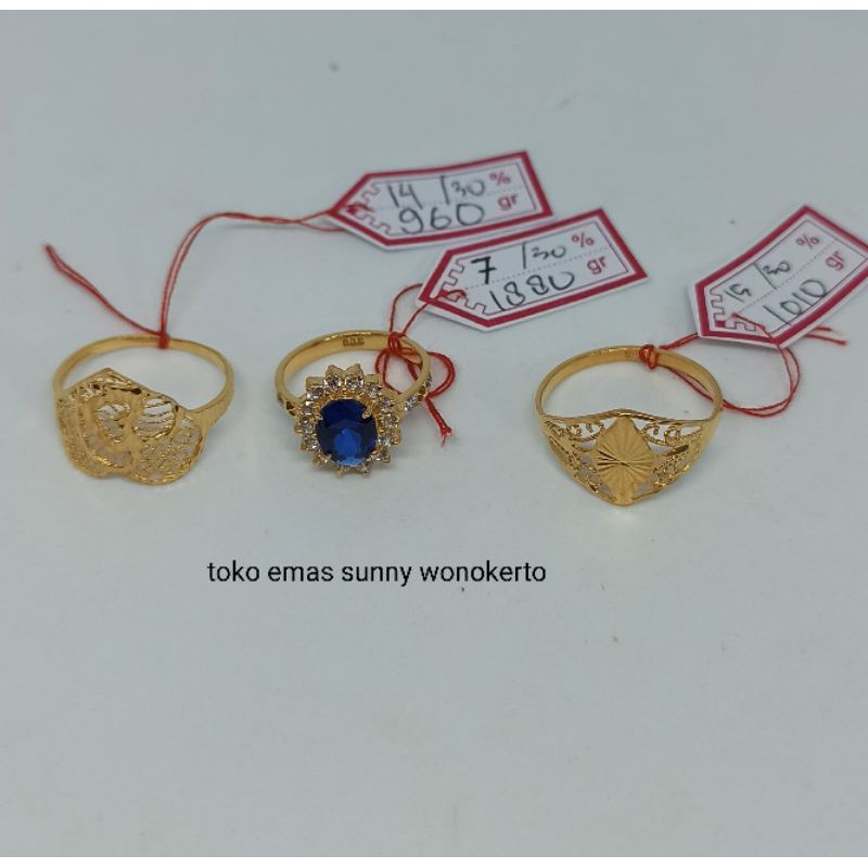 Cincin permata biru emas asli 300