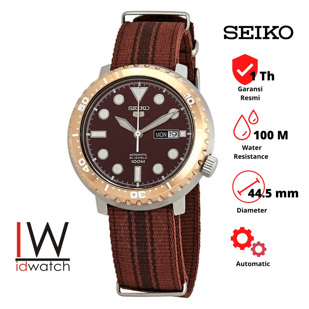 Seiko 5 SRPC68K1 Automatic Jam Tangan Pria Original SRPC68 Cowok Strap Nylon Nilon Kanvas Sports