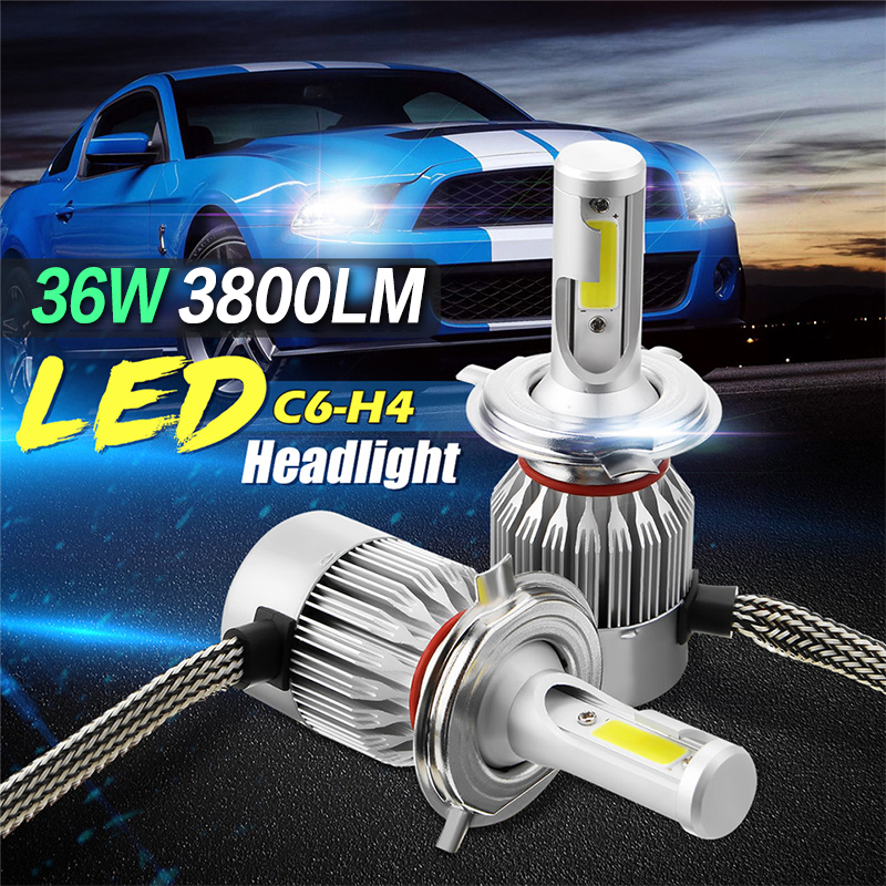 Lampu LED Mobil Headlight 1 PCS Lampu Utama C6 H4 9003 H11 H8 H9 H16 36W 3800LM 6000K Pure Light