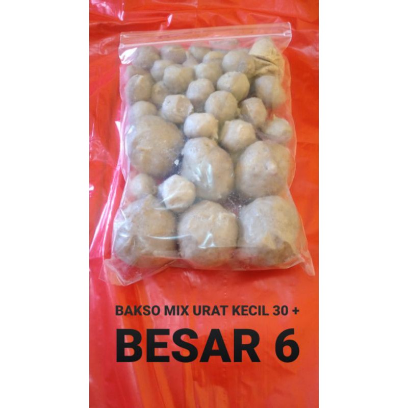 

Bakso sapi halal 100% + bumbu kuah || mix 6 bakso urat 30 bakso kecil polos