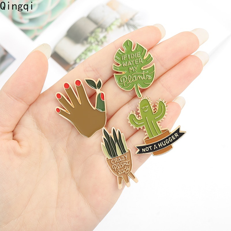 Bros Pin Enamel Desain Tanaman Monstera Kaktus Hug Untuk Hadiah Anak