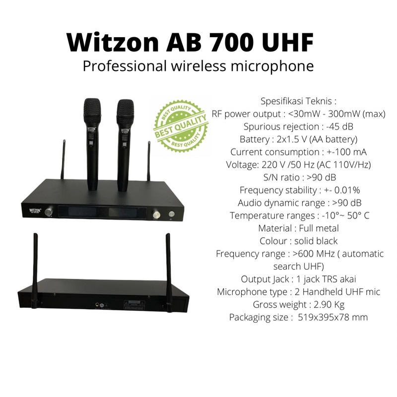 mic wireless witzon ab 700 uhf . mic witzon 700 uhf isi 2 mic