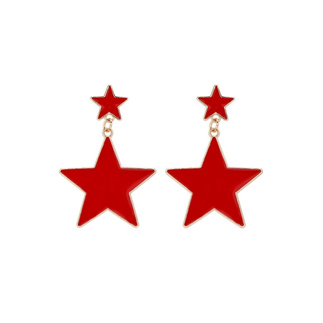 LRC Anting Tusuk Fashion Multi-layered Pentagram Alloy Oil Drop Earrings D92217