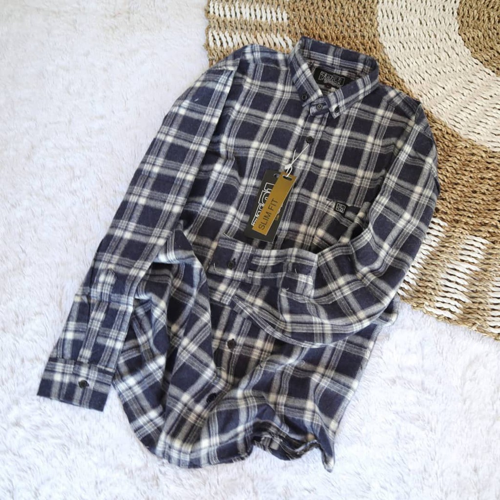Kemeja flanel pria lengan panjang atasan wanita import kemeja flanel baju wanita terbaru kekinian-2
