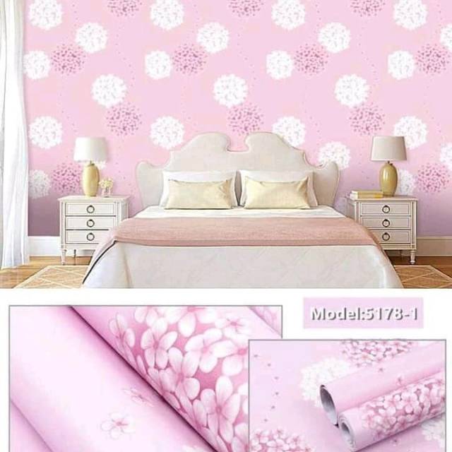 WALLPAPER STIKER DINDING.CORAK SAKURA PINK