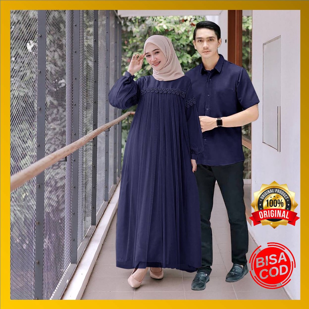 (COD) - Nuraini Couple Gamis Premium Gamis couple suami istri/gamis couple pasangan/Gamis kondangan/