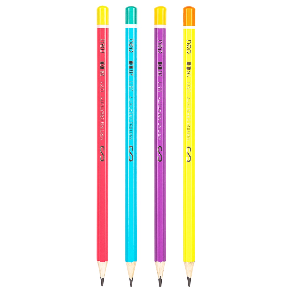 HAPPY TIME DELI PENSIL KAYU 2B EU51100 SCRIBE GRAPHITE ANEKA WARNA PENCIL ALAT TULIS UJIAN SEKOLAH KANTOR