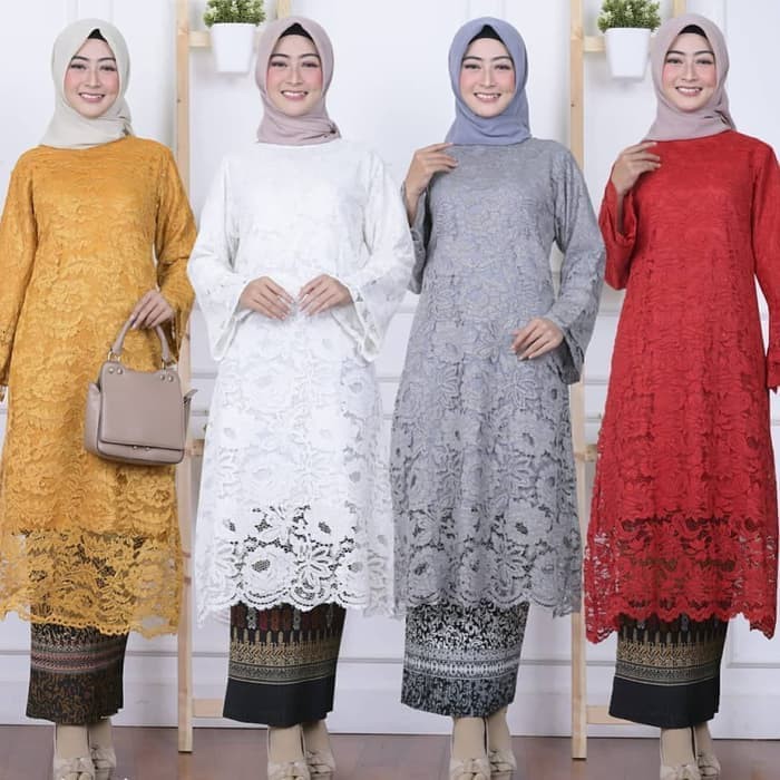 setelan kebaya brokat kurung tunik 3 pilihan