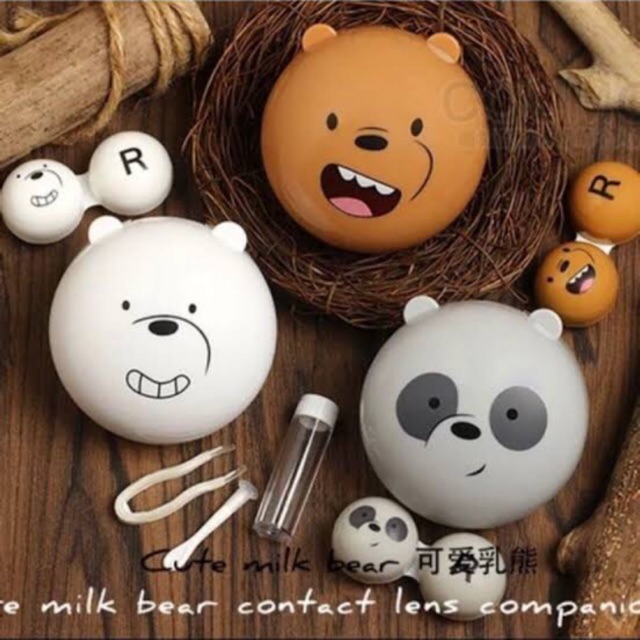 Capit travel kit case softlens we bare bears line karakter alat cuci softlens