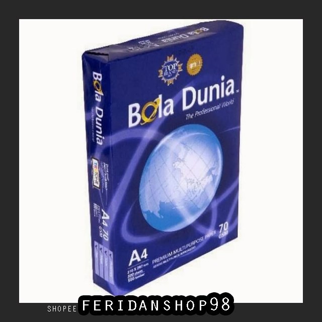 

BT260 BOLA DUNIA KERTAS BEST HVS A4 70 GSM 210 X 297 MM PRINT FOTOCOPY BY FERIDANSHOP98