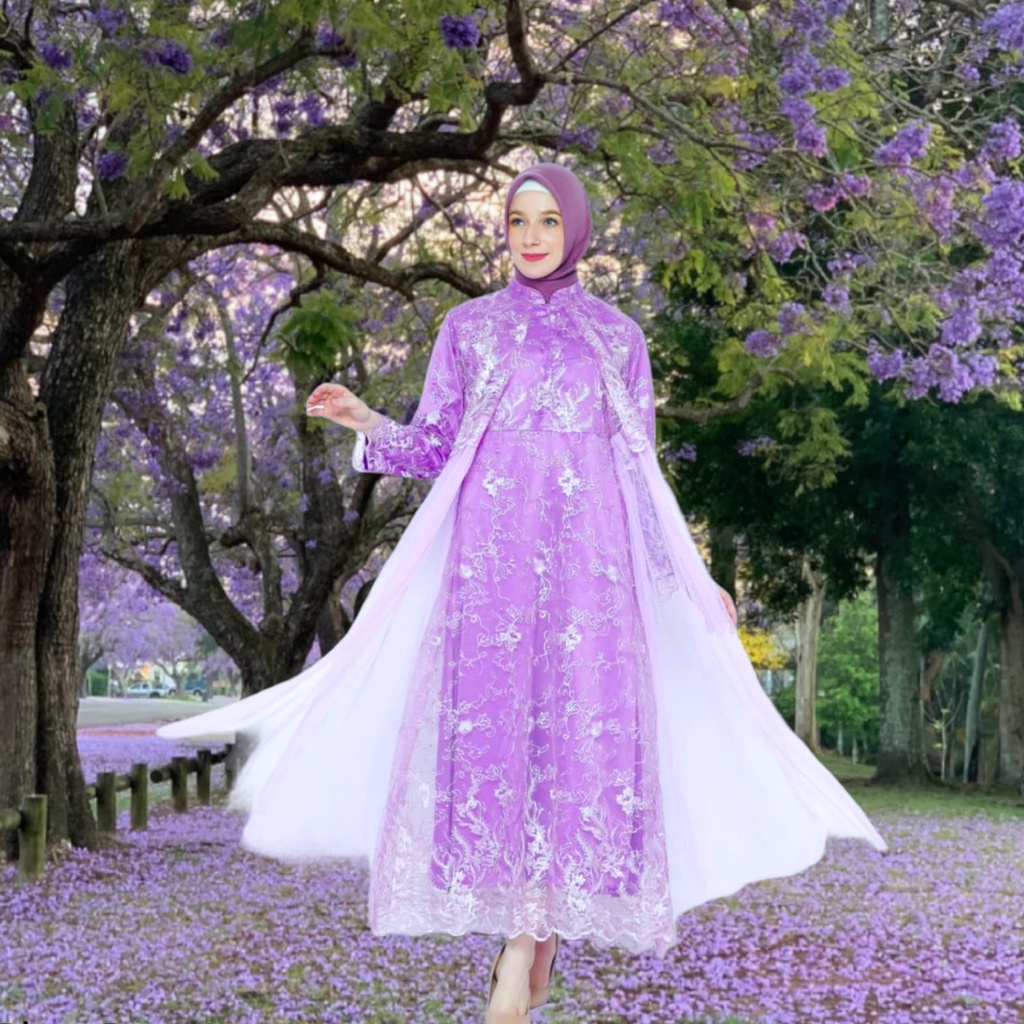 Model Baru Gamis Tile Tutu Gamis Busui Friendly Dress Brukat Modern Full Tile Size L - XL Gamis Pesta Mewah Aleena Gaun Muslimah