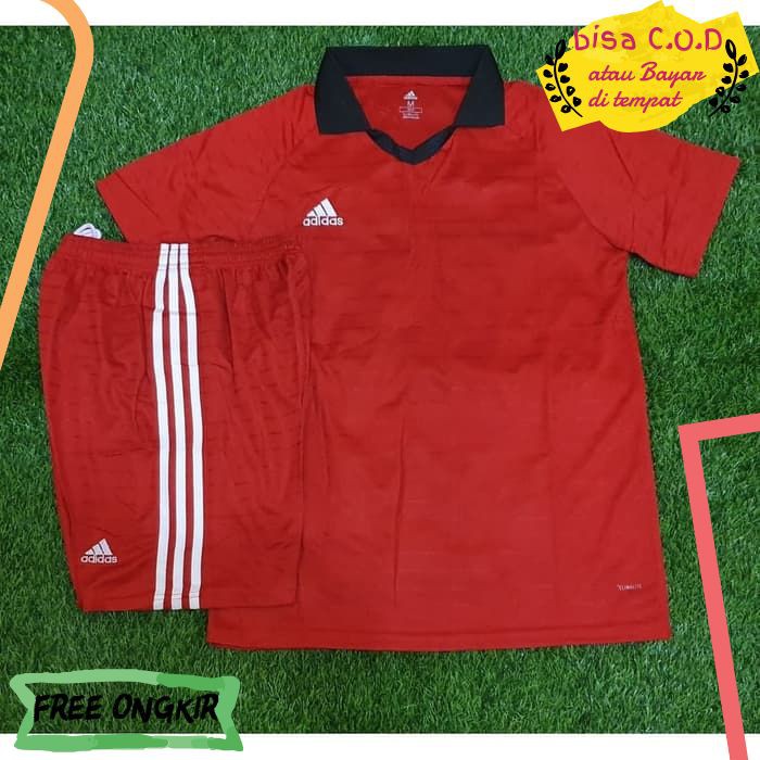 [COD]122 KAOS BAJU JERSEY BOLA BAJU FUTSAL / BAJU BOLA ADIDAS WARNA KERAH MERAH IMPORT GRADE
