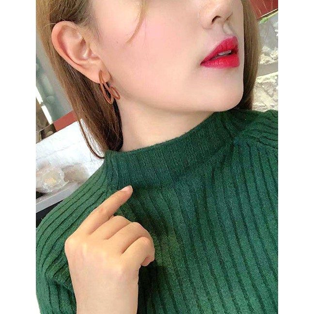 LRC Anting Tusuk Fashion Flocked Geometric Half Hoop Earrings D67347