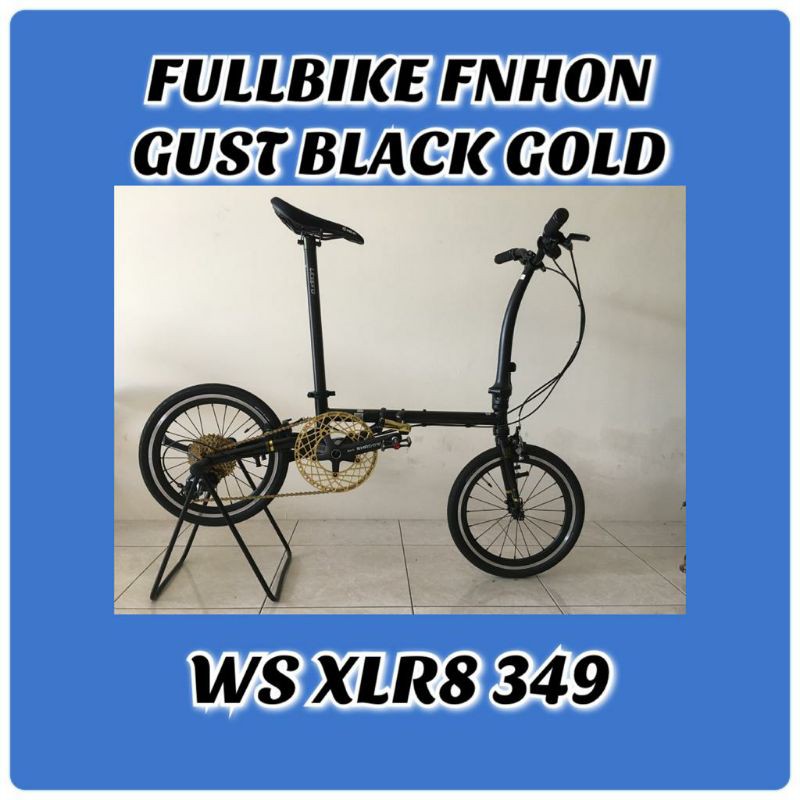 Fullbike frame Fnhon Gust black gold v brake vbrake hitam emas 349 16 inch