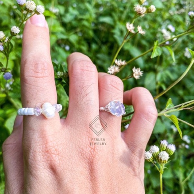 fluorite stone wire ring / cincin kawat batu flourite