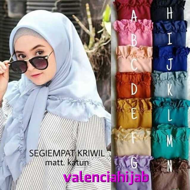 Hijab/Jilbab/kerudung segiempat Kriwil Polos VALENCIA (BEST SELLER)