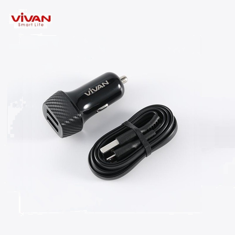 Car Charger Vivan CC02C 3.4A Dual USB Smart IC Quick Charging Mobil ORIGINAL