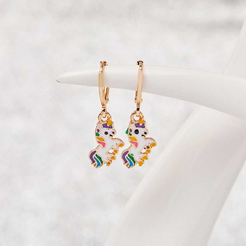 Anting Anak Gantung Motif Little Poni Rainbow Anting Anak anti Karat berlapis Emas